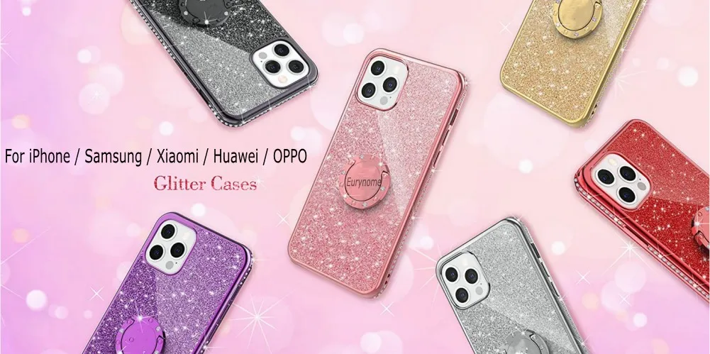 Luxury Bling Glitter Case For Samsung Galaxy S26 S24 Ultra S23 S22 Plus S21 S25 FE A55 A35 A16 A56 Strap Lanyard Silicone Cover