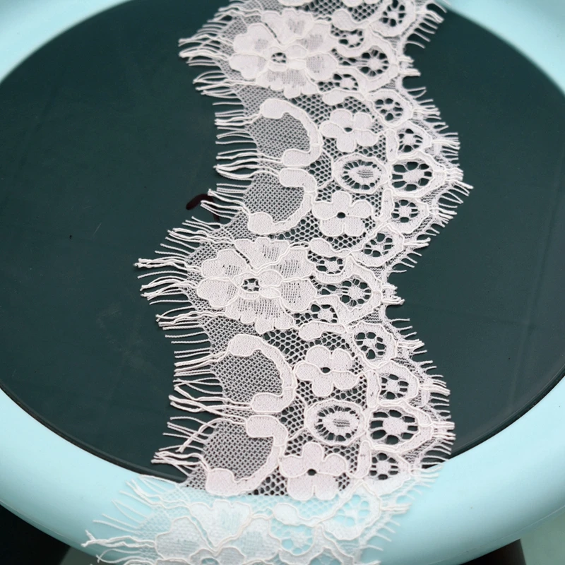 8.5CM width high quality eyelash lace trim white lace wedding veil bridal shawl 3meter