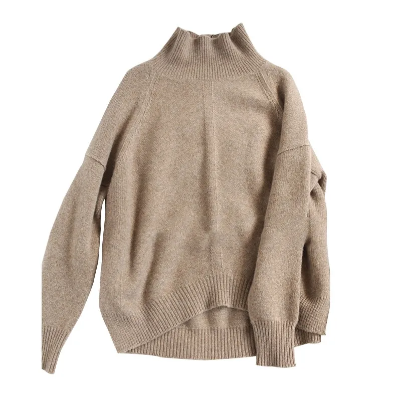 DY Autumn and Winter New Cashmere Sweater Women\'s High-Necked Pullover Loose Thick Sweater Short Paragraph Knit Shirt