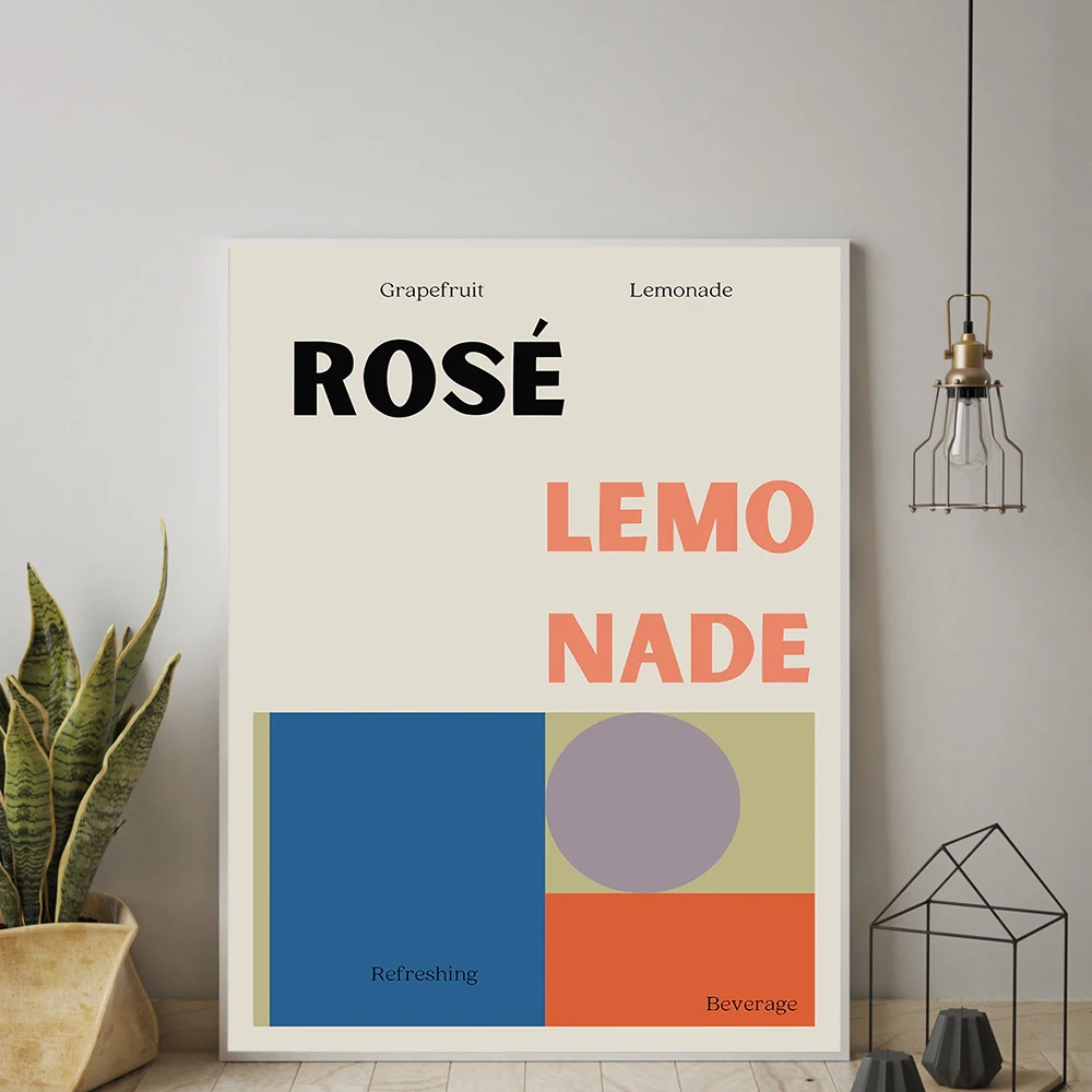 Affiche de Restaurant de Cocktail de poème de musique annuelle Vintage français, peinture sur toile abstraite colorée minimaliste, décoration d'image d'art mural