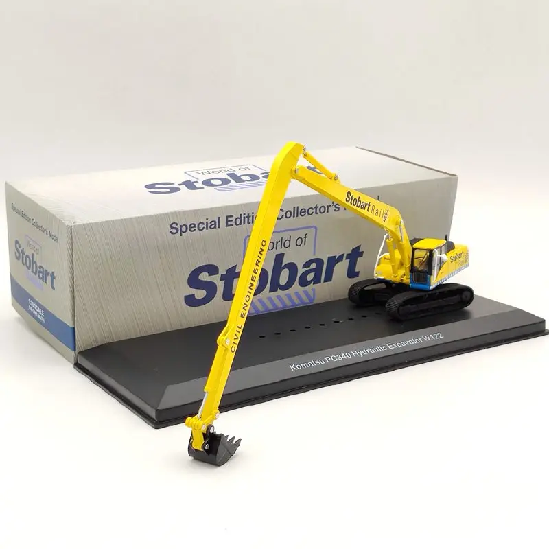 Atlas 1:76 Eddie Stobart Rail Komatsu PC340 Hydraulic Excavator W122 Civil Engineering Diecast Models Collection Toys Car Yellow