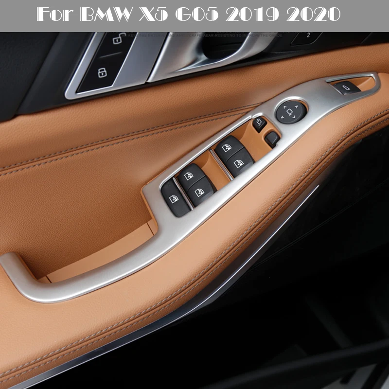 Car Styling Door Armrest panel decoration Covers Stickers Trim for BMW X5 G05 2019 Window Glass Lifting Buttons Auto Accessories