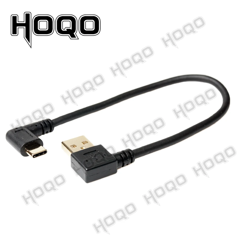2 pçs/lote duplo ângulo reto usb 3.1 tipo-c para usb 2.0 tipo a cabo de dados de sincronização de carga rápida 90 graus l curvatura USB-C para usb curto 1ft