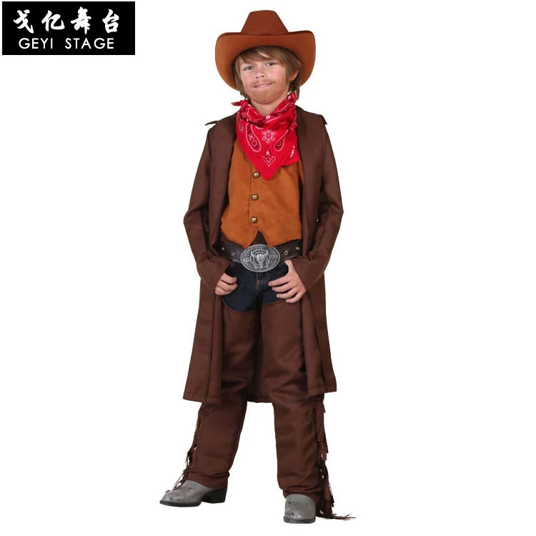 2020 Children Adult Cowboy Cosplay Costumes Halloween Party Masquerade Boy Wild West Fancy Cowboy Vest Cap Scarf Outfits