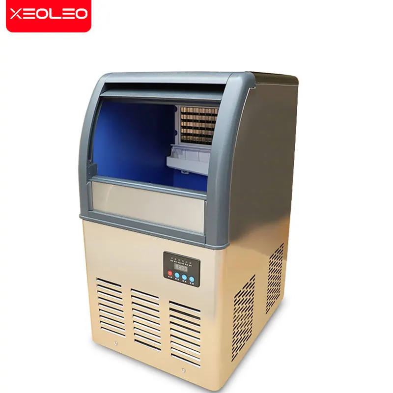 XEOLEO-máquina de hielo comercial R134a, máquina de hielo con capacidad de 54kg/24h, para tienda de té con leche/café/restaurante, almacenamiento de 26kg