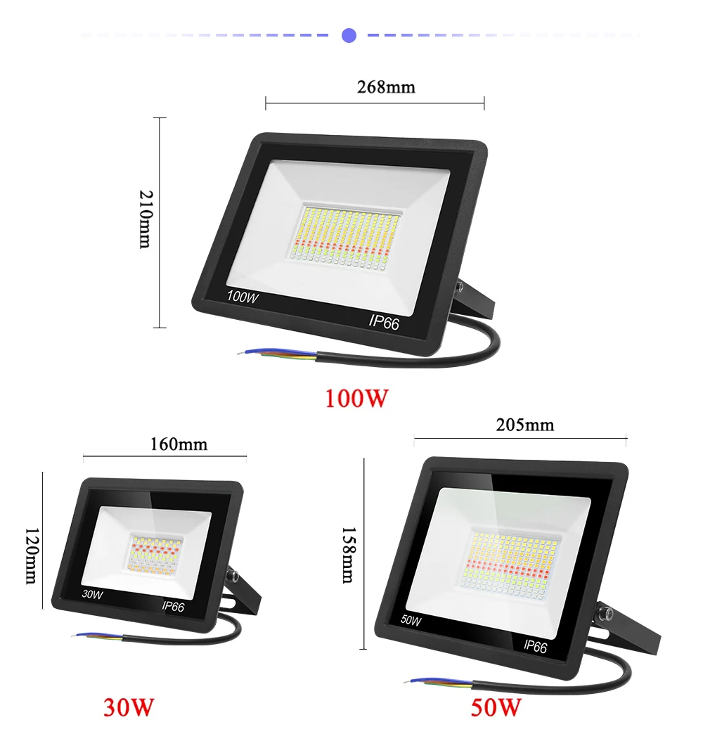 LED 반사판 RGB 스마트 투광 조명, 야외 스포트라이트, 30W, 50W, 100W, 방수 220V, 따뜻하고 시원한 조명, 알렉사용 투야 와이파이 제어