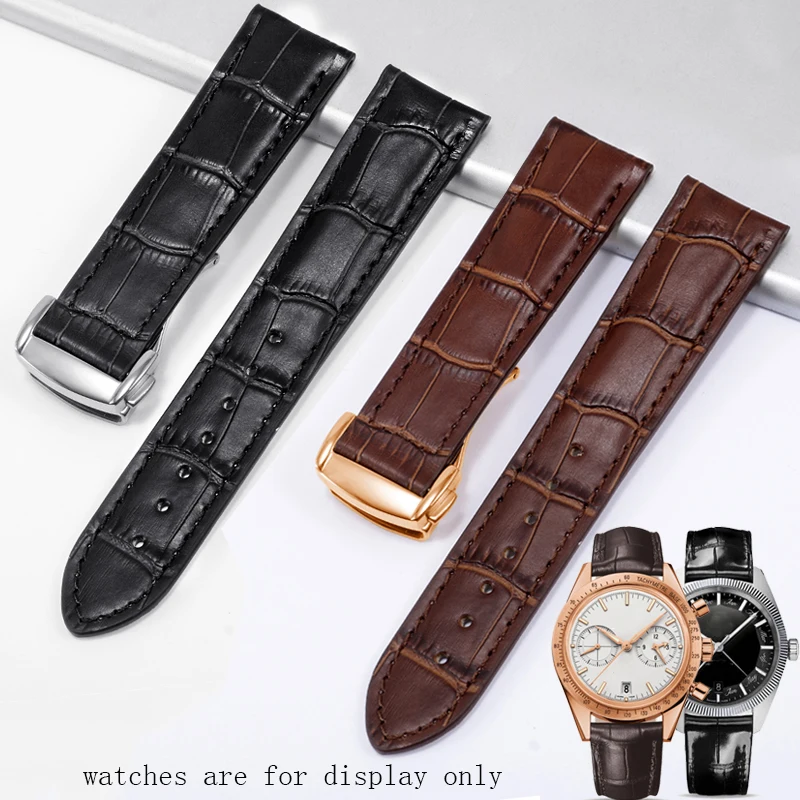 High quality leather strap 19mm 20mm 22mm black brown strap men's seahorse watch accessories