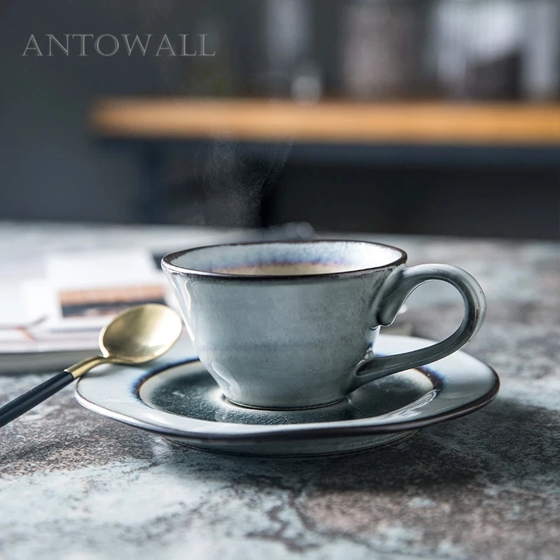 ANTOWALL Small Coffee Cup 100ml Teacup Ice Crack Glaze HighTea Cup Ceramic Tableware Drinking Utensils Cup (no saucer )