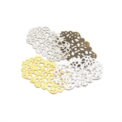 Retail 10Pcs Flowers Filigree Wraps Connectors Metal Crafts Decoration DIY Findings 50x31mm