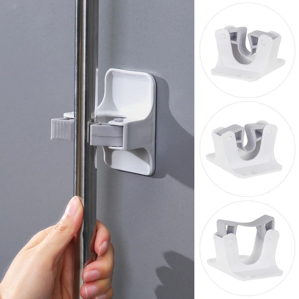 Gripper Mop Holders Wall Mount, Mop Racks Holders Self Adhesive No Drilling Super Anti-Slip, Broom Mop Dustpan Hanger for Home
