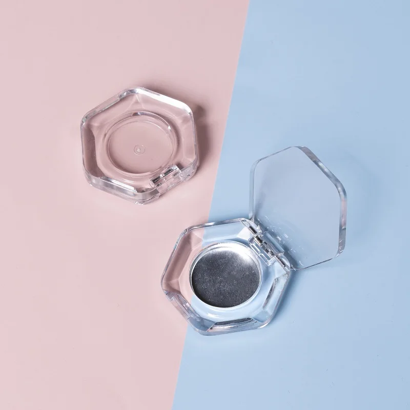 Dia 26mm Eye Shadow Compact Transparent Hexagon Eyeshadow Palette Empty Cosmetic Container Refillable Blusher Lipstick Box