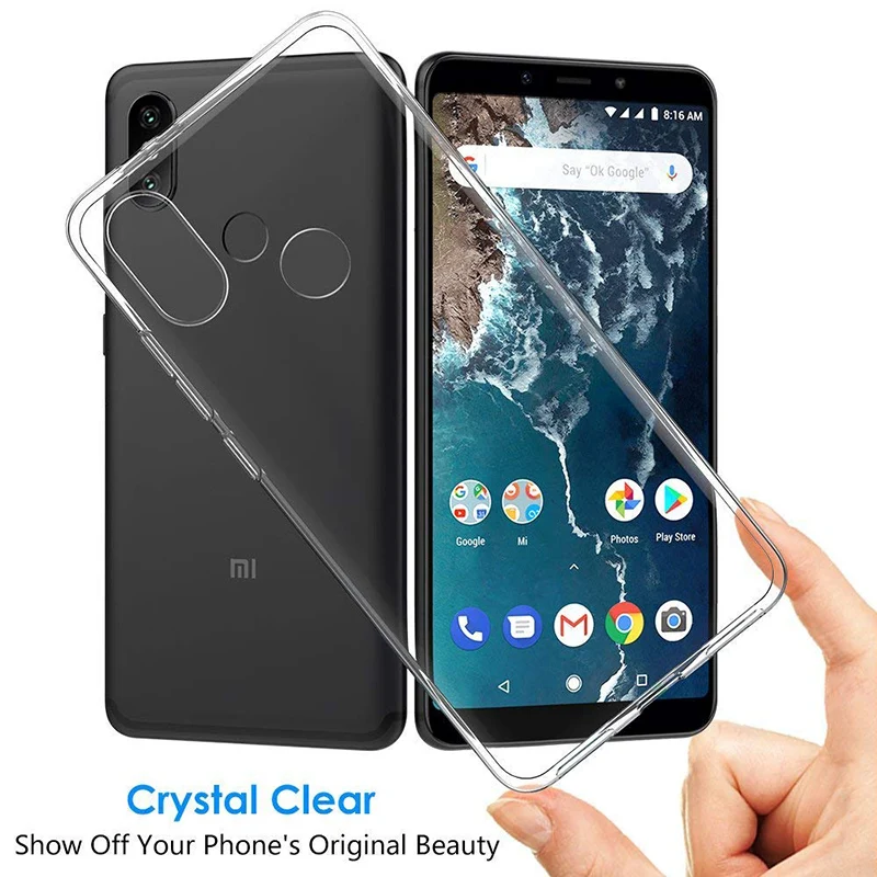 Clear Silicone Phone Case for Xiaomi Mi A2/A2 Lite TPU Transparent Soft Mobile Back Cover Redmi A2Lite MiA2 MiA2Lite RedmiA2 Bag