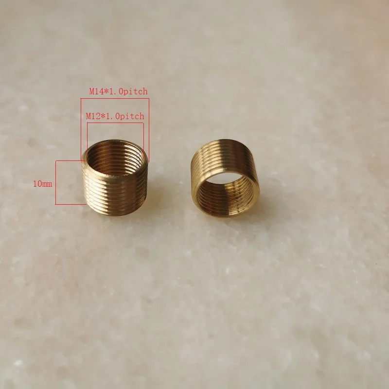 10pcs/lot 10mm long M12 Converter To M14 1.0mm pitch Threaded Hollow Tube Adapter Inner Outer Threaded Coupler Conveyer Adapter