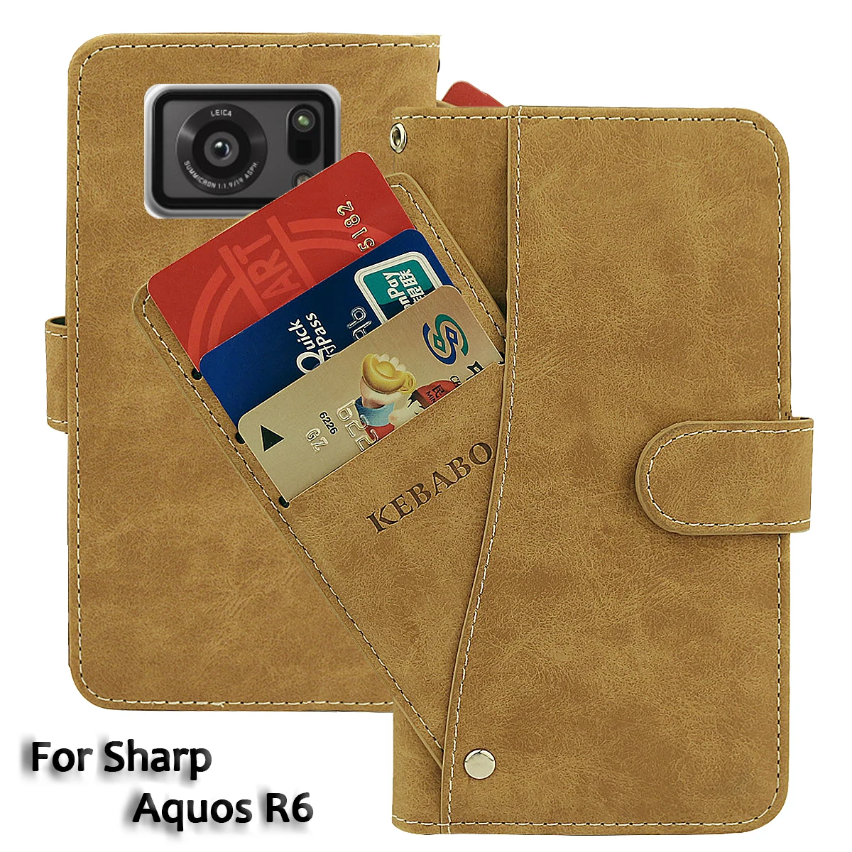 Vintage Leather Wallet For Sharp Aquos R6 Case 6.6