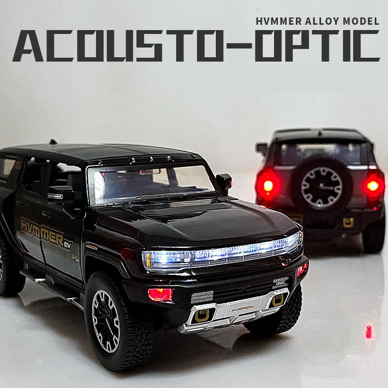 1:24 HUMMER EV Alloy New Energy Car Model Diecasts Metal Off-road Vehicles Car Model Collection Sound Light Simulation Kids Gift