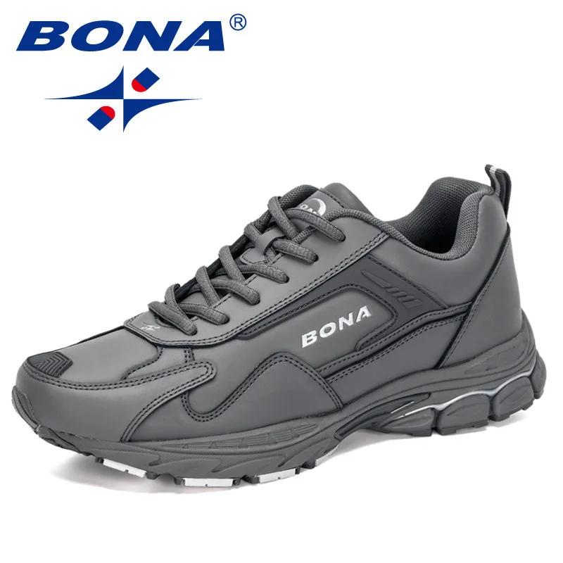 BONA 2020 New Designers Action Leather Running Shoes Men Non-slip Man Jogging Shoes Athletic Training Sneakers Mansculino Trendy