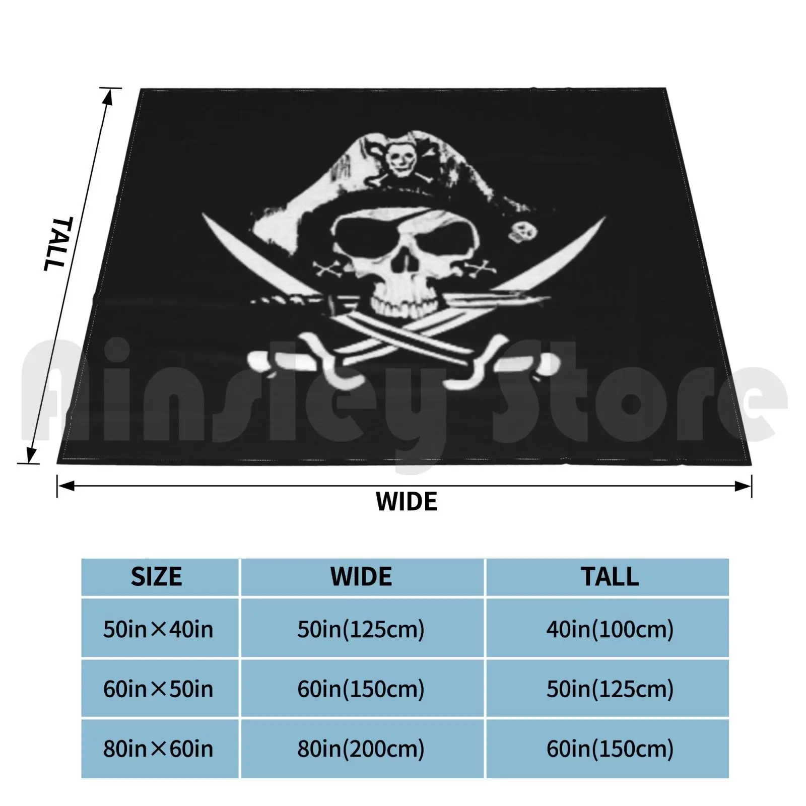 Pirate Blanket Fashion Custom Pirate Pirates Caribe Sea Ocean Caribean Skull Skulls Sword Pirate Ship