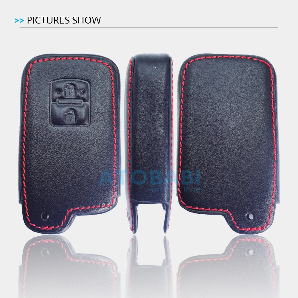 Leather Car Key Case For Toyota Auris Camry RAV4 Avalon Yaris Verso 2012-2018 2 Buttons Smart Keyless Remote Fob Protector Cover