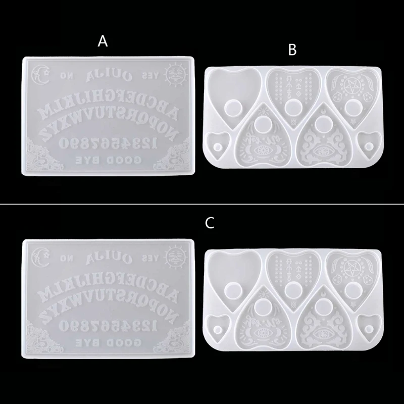 2Pcs Ouija- Board Planchette Resin Molds Gothic Ouija- Board Game Keychain Pendant Epoxy Silicone Molds Jewelry Making