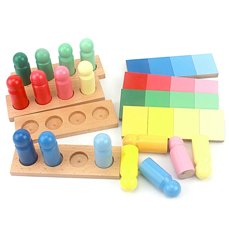 Montessori Materials Color Matching with Wood Board Resemblance Sorting Sensory Toys for Children Preschool Student Teaching Aid