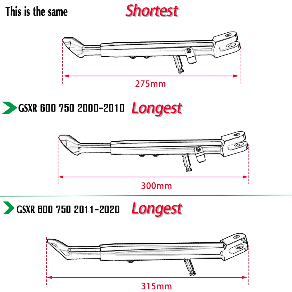 Motorcycle Kickstand Side Stand Adjustable For Suzuki GSXR600 GSXR750 2000-2010 GSXR GSX-R 600 750 2011-2021 2020 2019 2018 2017