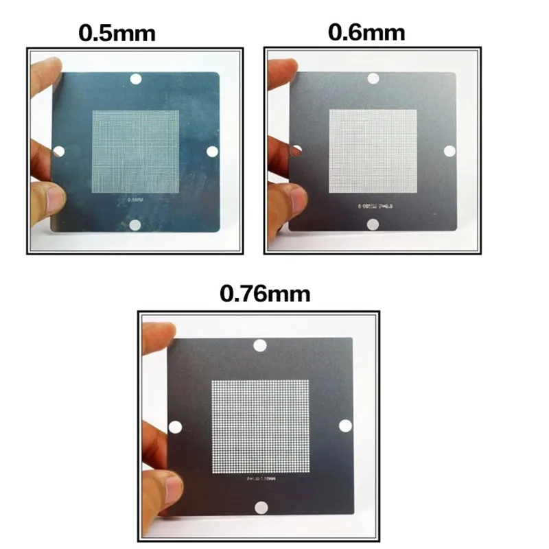 80*80MM 0.3MM 0.4MM 0.45MM 0.5MM 0.6MM 0.76MM BGA Universal Soldering Reballing Stencil Planting Tin Stencil Repair Tool