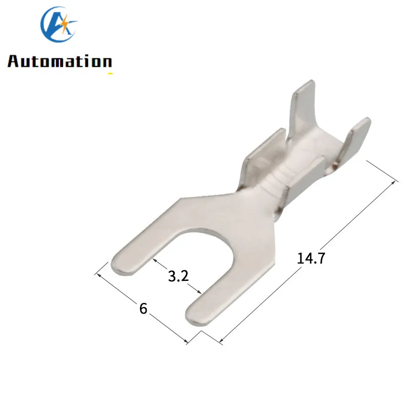 100pcs 4.2mm Fork Terminal Block Fork-shaped Bare cold-pressed Terminal U-shaped Y-shaped Lug Grounding Lug 3.2 4.2 5.2 6.2 8.2