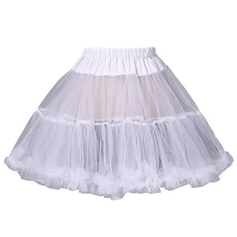 Vrouwen Meisjes Verstoorde Korte Petticoat Effen Witte Kleur Pluizige Bubble Tutu Rok Puffy Half Slip Prom Crinoline Onderrok Geen Hoop