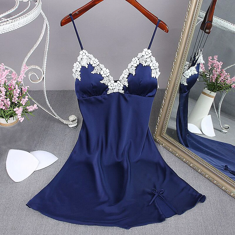 Fashion 2024 New Summer Women\'s Night Robe Bath Gown Faux Silk Nightgown Sleepwear Nightdress Pajamas Size M L XL XXL 1D-1