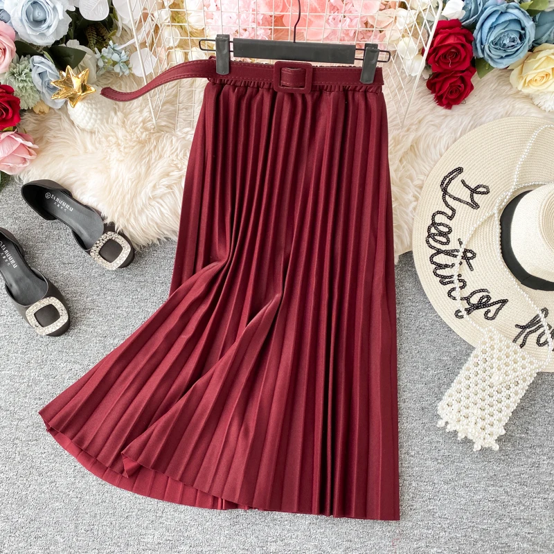 

Spring Summer Pleated 2020 Korean High Waist Skirts Womens Clothes Long Black Skirt Spodnice Damskie KJ5245