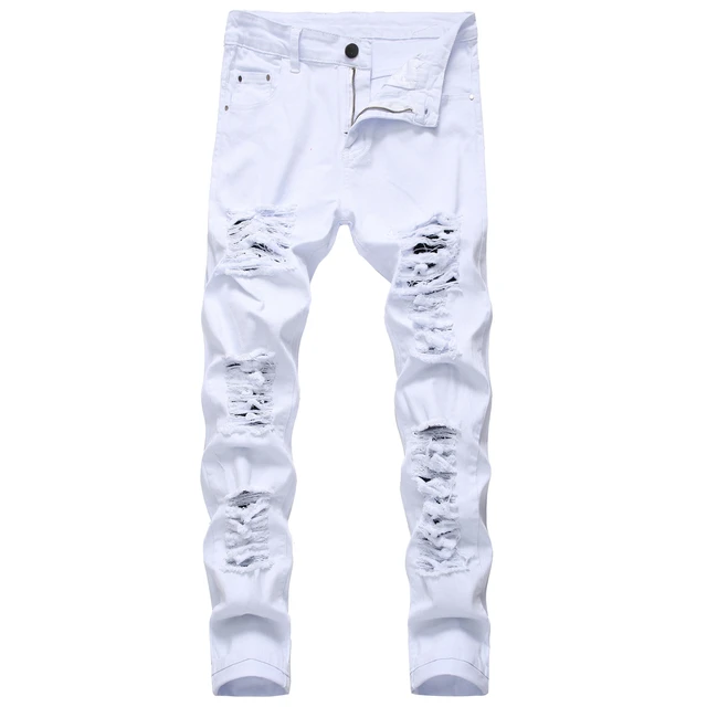 Skinny Pants Men Stretch Jeans Ripped White Skinny Jeans Men New Arrival Men s Aliexpress