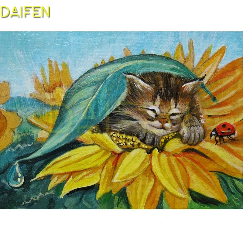 5D DIY Diamond embroidery Cross stitch Full Round Diamond painting Ladybug sunflower Full Square Diamond mosaic Oil painting cat