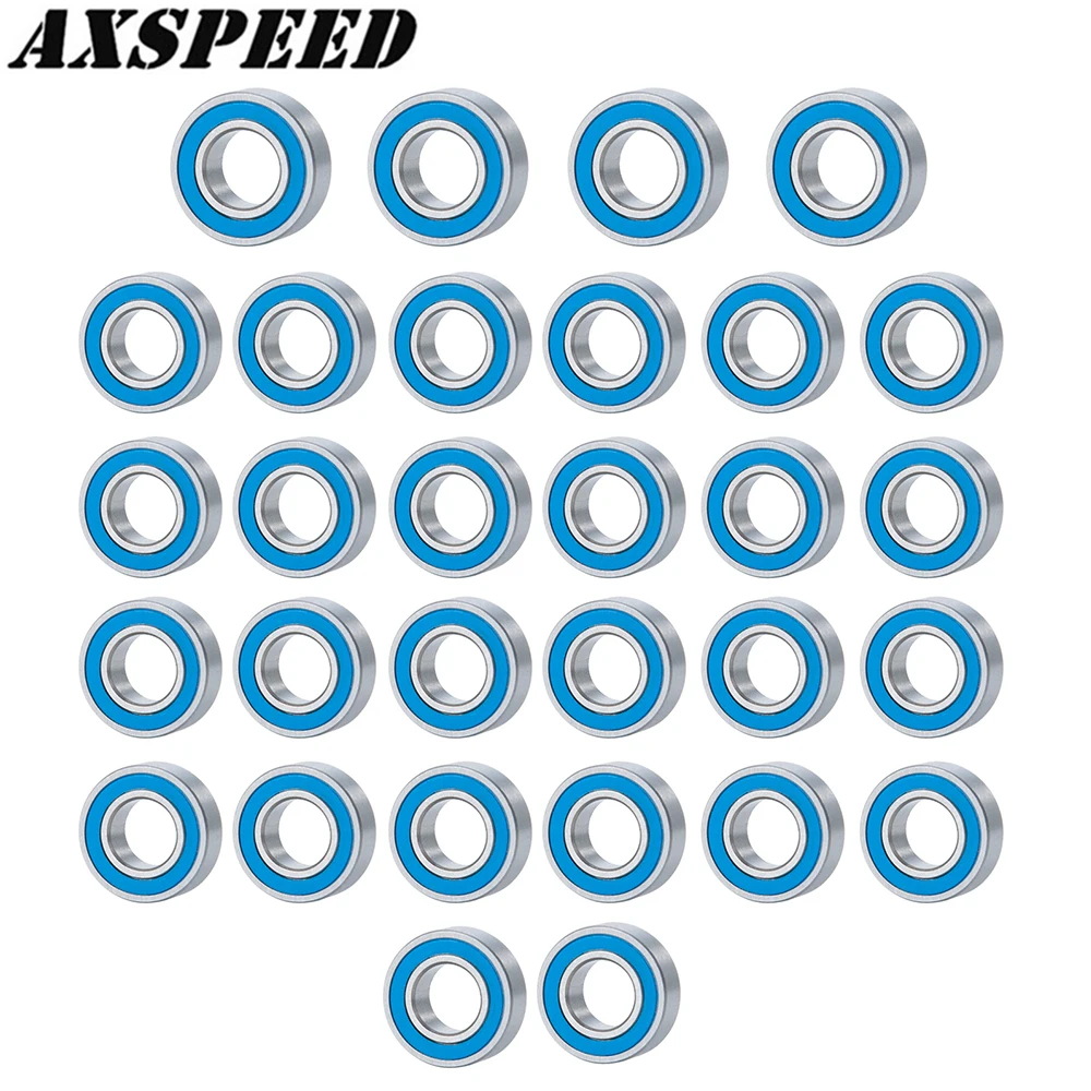 AXSPEED 30PCS Bearings Kit 6x12x4mm 5x11x4mm for 1/14 Tamiya Semi RC Tractor Truck Climbing Trailer Car Blue Bearing Parts