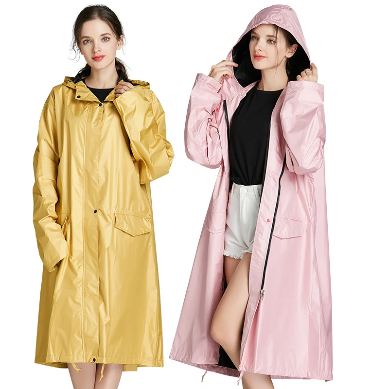 

Fashion Lengthen Big Size Women Raincoat Thin Poncho Ladies Waterproof Long Breathable Rain Jacket Adults Windproof Raincoats