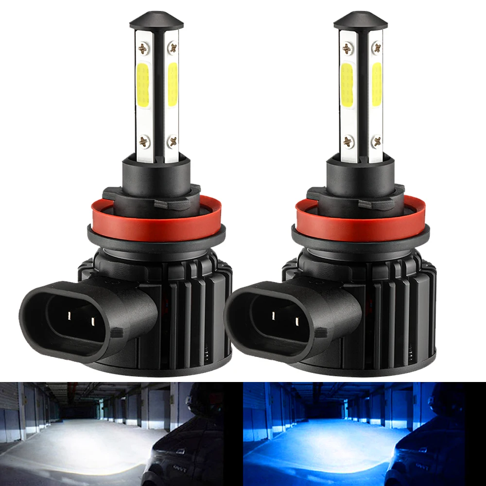 4 Side COB White 6500K Ice blue 8000K Mini LED H11 H8 H9 HB3 9006 9005 H7 LED Car Headlight Real 50W 10000LM car Bulb Fog Lights