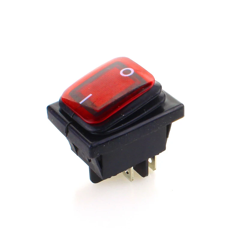 1pcs 39*29 16A With red light Power Rocker Switch On Off Waterproof SPST Accessories Interruptor Interrupteur Reed Schakelaar