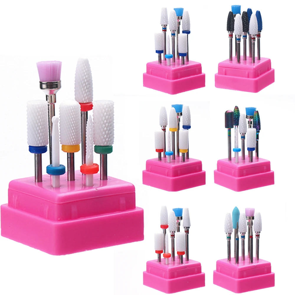 

Combined Carbide Ceramic Nail Drill Bits Set Milling Cutter Cutters Manicure Stone Pedicure Electric for Mill Manicure Machine