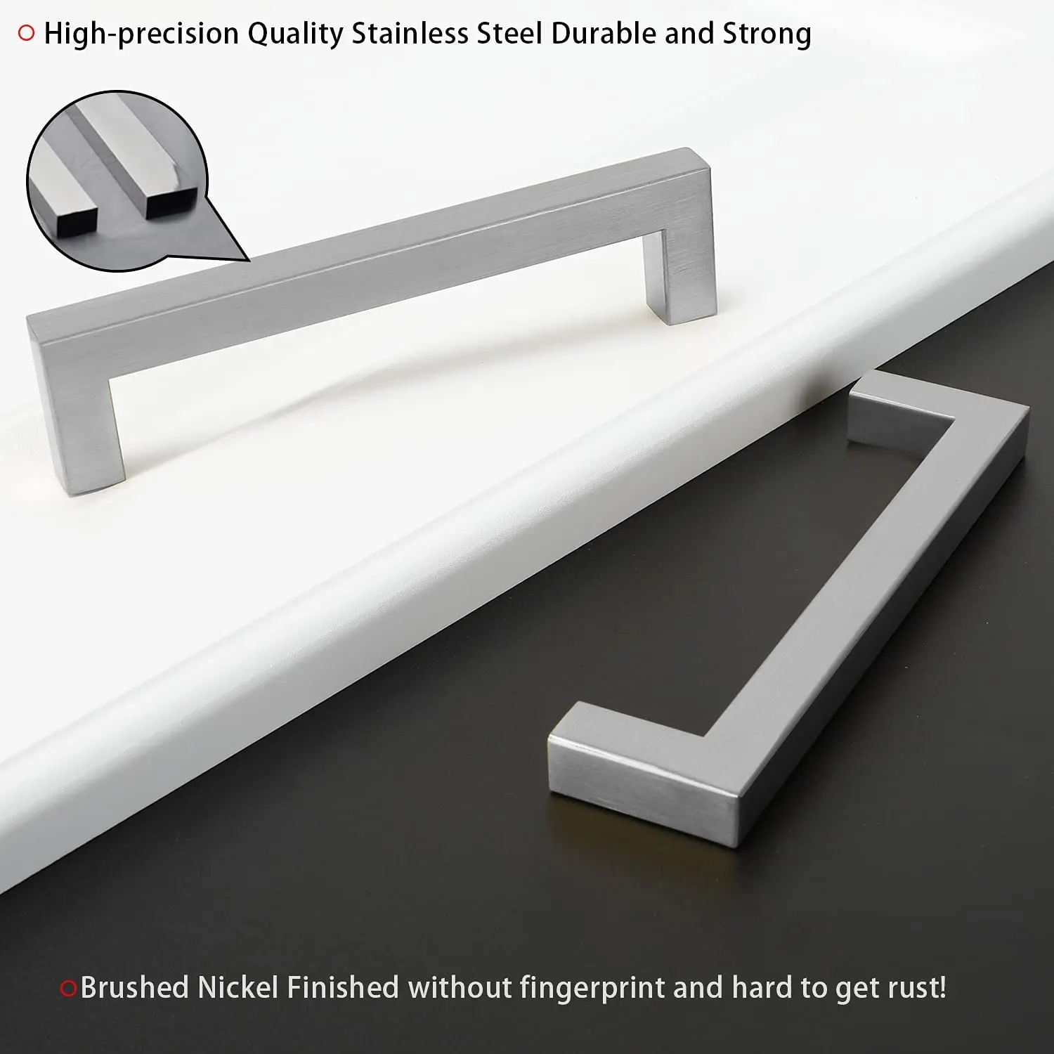 10 Inch Brushed Nickel Cabinet Pulls Square Cabinet Handles - Modern Kitchen Cabinet Handles Stainless Steel Cabinet Hardware