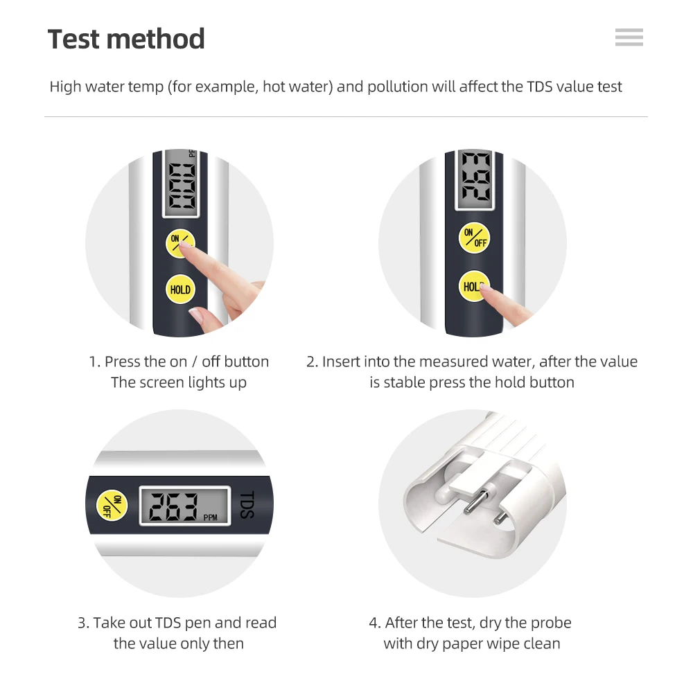 Automatic calibration TDS Meter Digital Water Quality Tester for Water Purity Test, Swimming Pools, Measure 0-990ppm20%