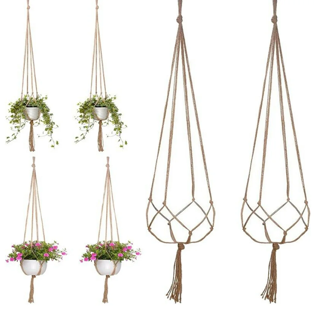 4 Pcs Blume Korb Seil Macrame Wand Hängen Hänge Blumentopf Pflanzen Aufhänger Hängen Körbe Handgemachte Home Garten Balkon Decor