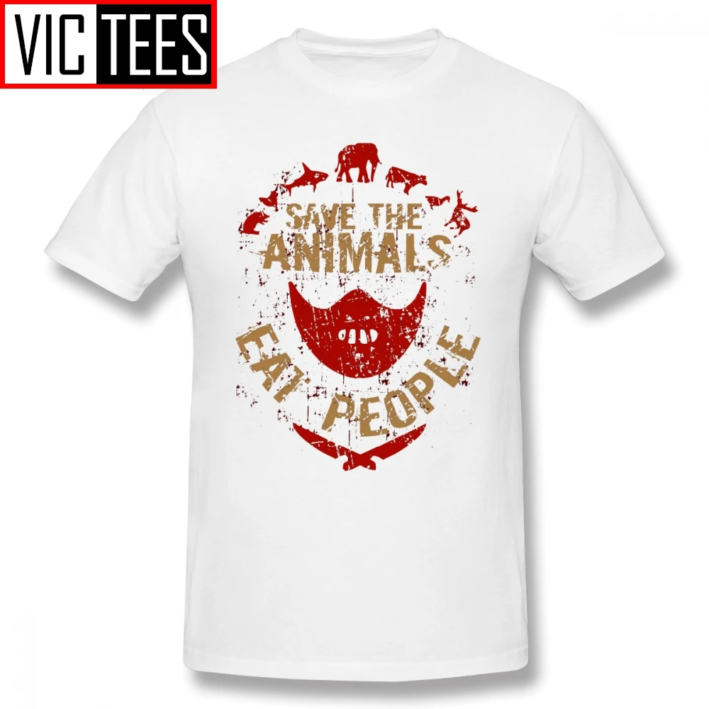 Mens Hannibal T Shirts Save The Animals, EAT PEOPLE T-Shirt Print Tee Shirt Man Casual 100% Cotton Fun Oversize Tshirt