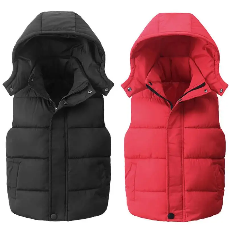 

2021 Girls Boys Hooded Vests Children's Down Cotton Coat Autumn Winter Baby Kids Infant Warm Waistcoat Outerwear Clothing 4-10Y