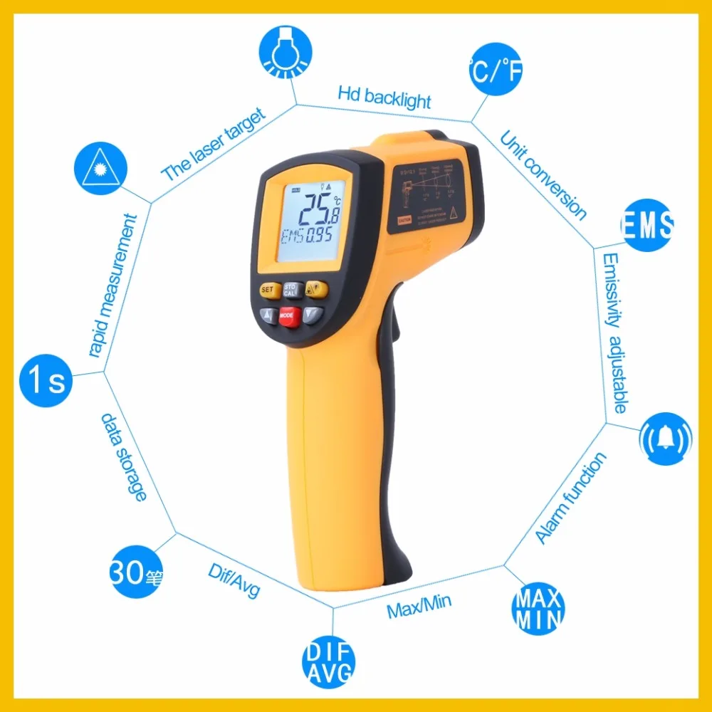 RZ Infrared thermometer thermal handheld digital electronic car temperature non-contact hygrometer Infrared thermometer