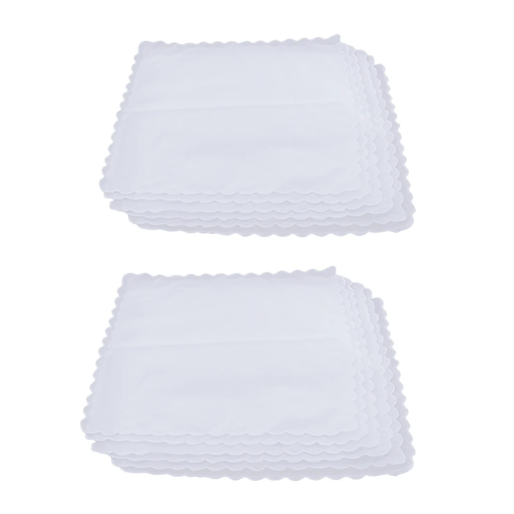 12 Pack Comfortable Cotton Plain White Hankie Ladies Handkerchiefs DIY Square