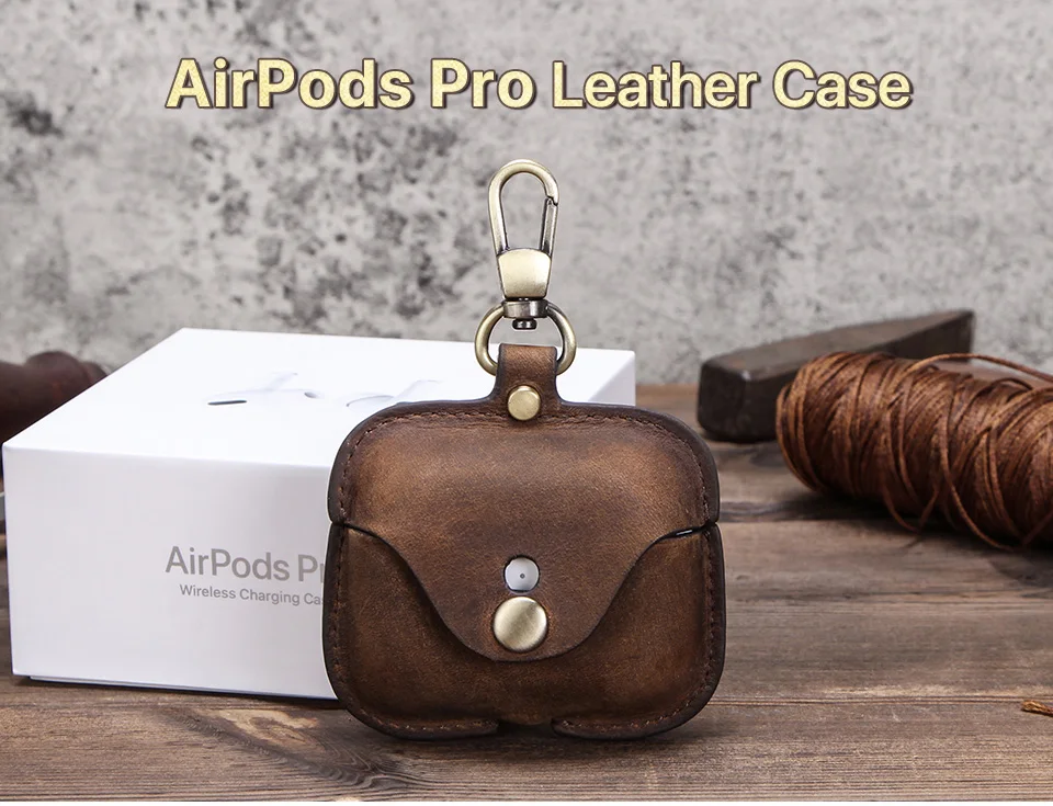 Retro-Echtlederhülle für AirPods Pro Hülle Funda Airpod Pro Ohio Bluetooth Wireless Kopfhörer Ladebox Luxus – Detail 1