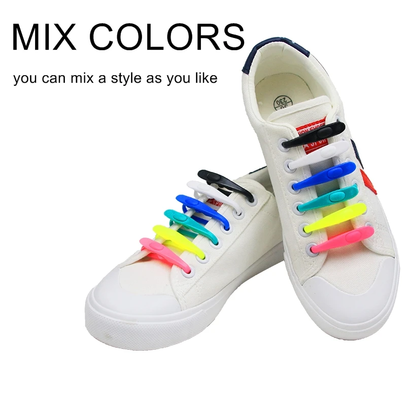 14pcs/set Waterproof Silicone Shoelace Safty Shoes Accessories Round Elastic Shoelaces No Tie Lazy Shoe laces