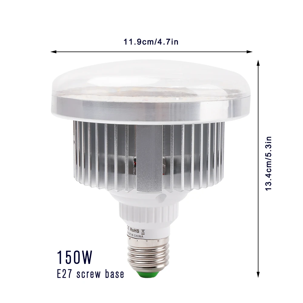 Luz LED de espectro completo para cultivo de plantas, lámpara blanca cálida para crecimiento de vegetales en interiores, invernadero, E27 COB, 150W