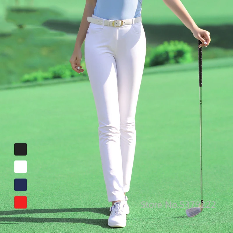 

Womens Golf Clothing Pants Spring Summer Tennis Baseball Pants Ladies Slim Elastic Trousers Breathable Sportswear 4 Colors