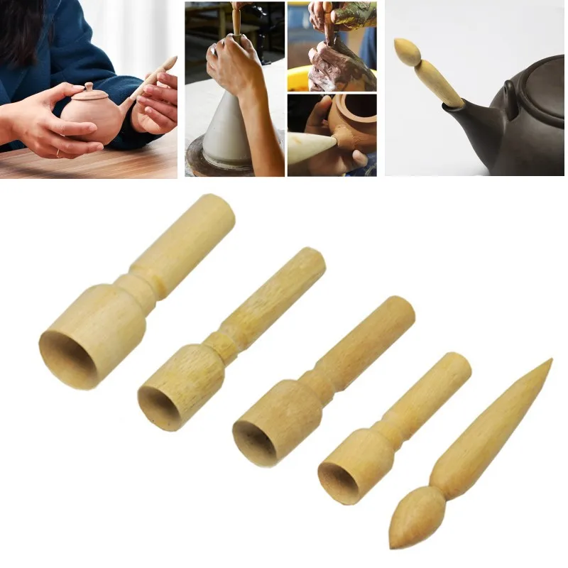 Pottery Spout Modifier Double-head Punch Manual DIY Tool Teapot Wooden Pot Crafts Modeling Repair Tool Ceramic Clay Tool