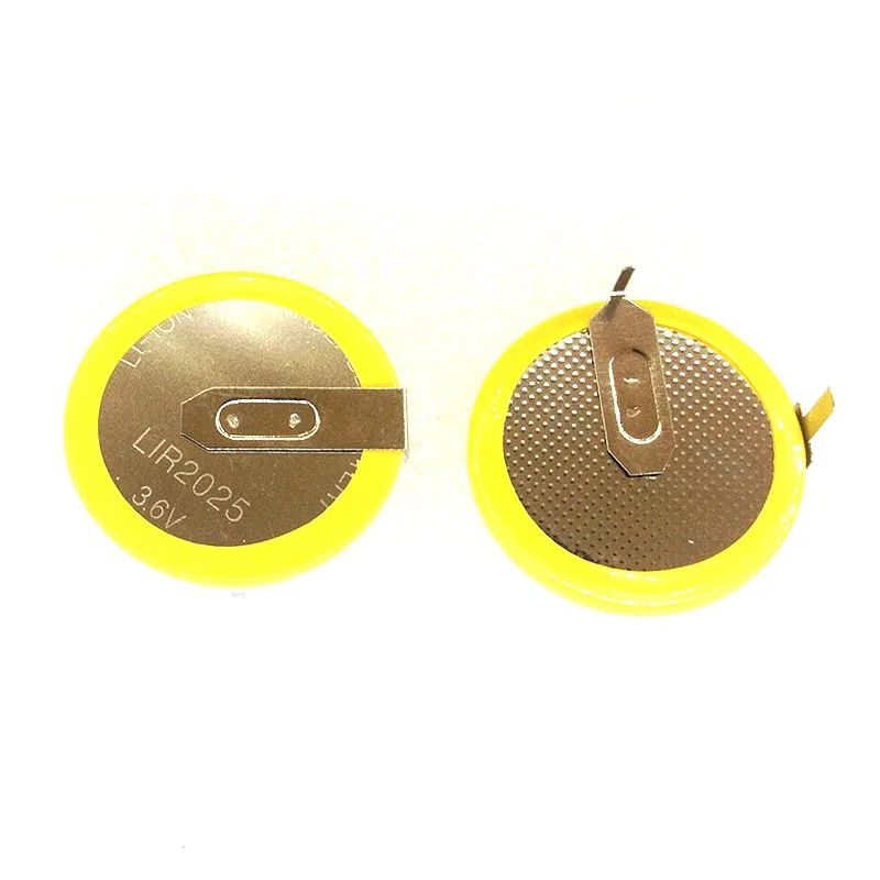 2PCS/LOT LIR2025 2025 90degrees pins Rechargeable battery for Automobile remote control key good quality